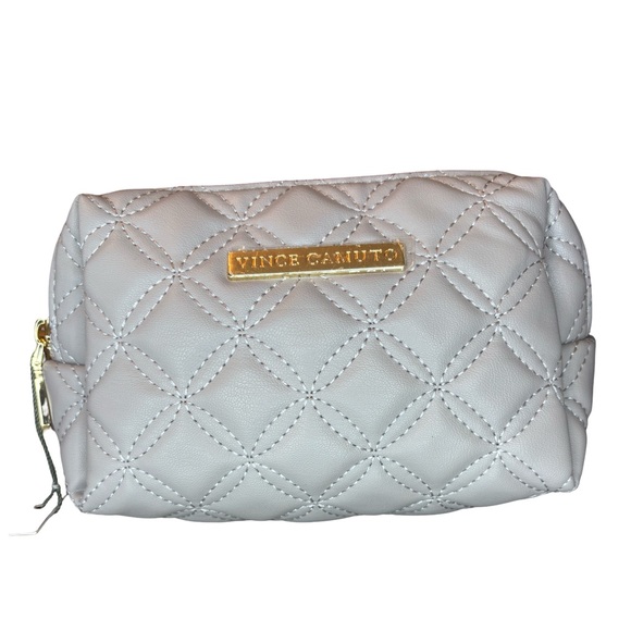 Vince Camuto Quilted Gray Cosmetic Bag - Picture 1 of 6